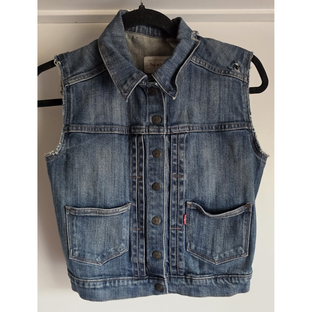VTG Levi Strauss & Co. Vest Women XS Blue Cotton Casual Sleeveless Denim